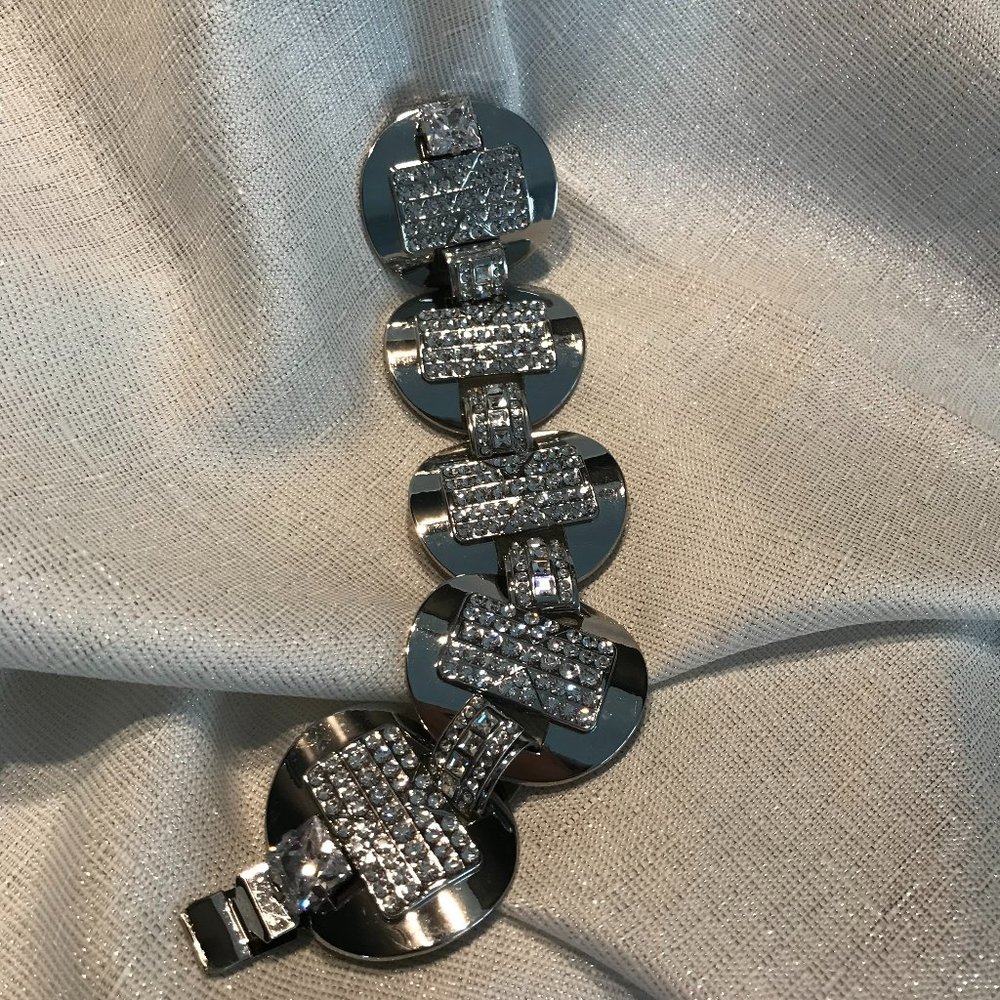 Vintage Silver Bling Cuff Bracelet